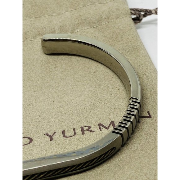 Rare Retired DY David Yurman Titanium 925 ￼ Thoroughbred Cable Cuff bracelet - Picture 4 of 8